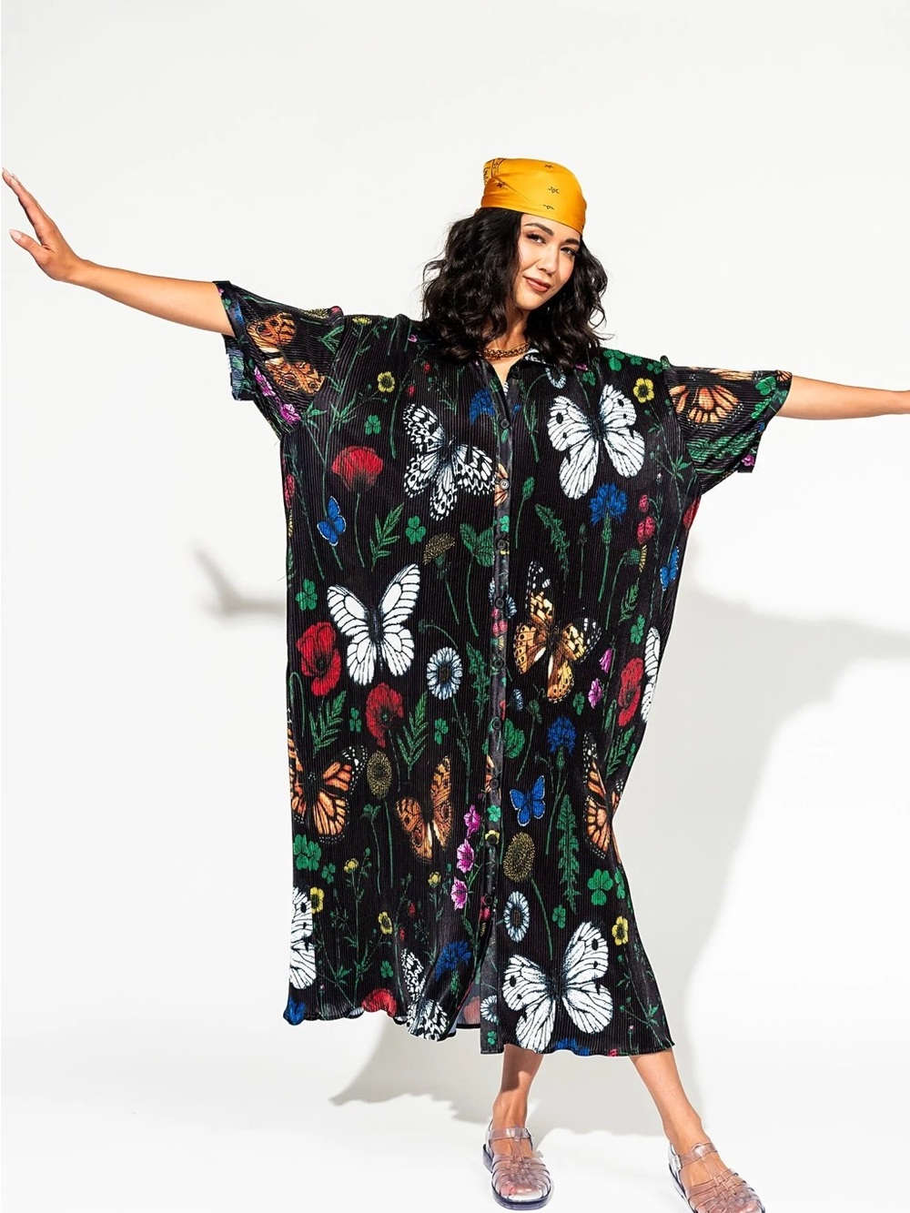 Dress in Lala Black Butterfly & Floral Maxi Dress